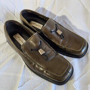 Mezlan Men's Size 9.5 Dark Olive Leather Loafers